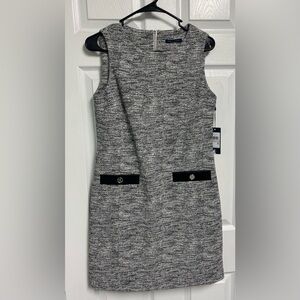 Tommy Hilfiger Sleeveless Tweed Sheath Dress Gray & Black Women’s Size 6 NWT